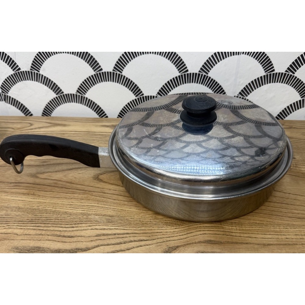 Vintage Saladmaster Skillet 18 8 Tri Clad Stainless Steel Fry Saute Pan 10"  Lid
